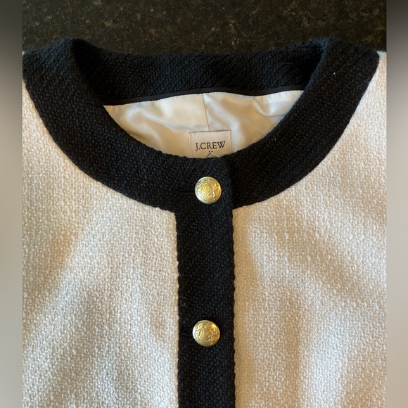 New J.Crew Factory Tweed Lady Jacket, Ivory & Black Contrast Business Blazer, 14 - Picture 4 of 9